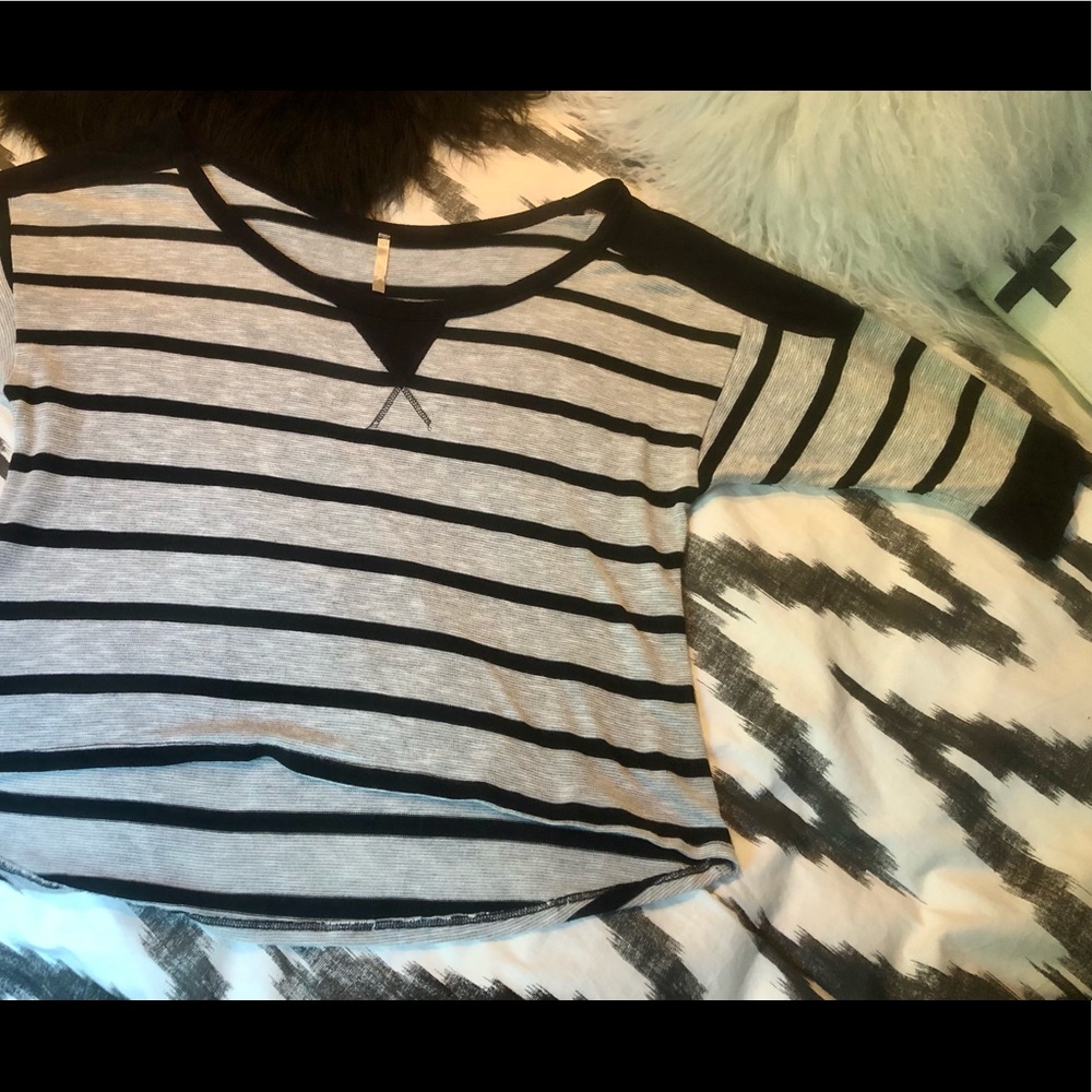 Black & Grey, loose fitting, striped top
